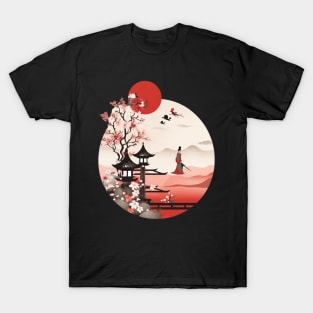 Samurai with Katana and a Landscape T-Shirt